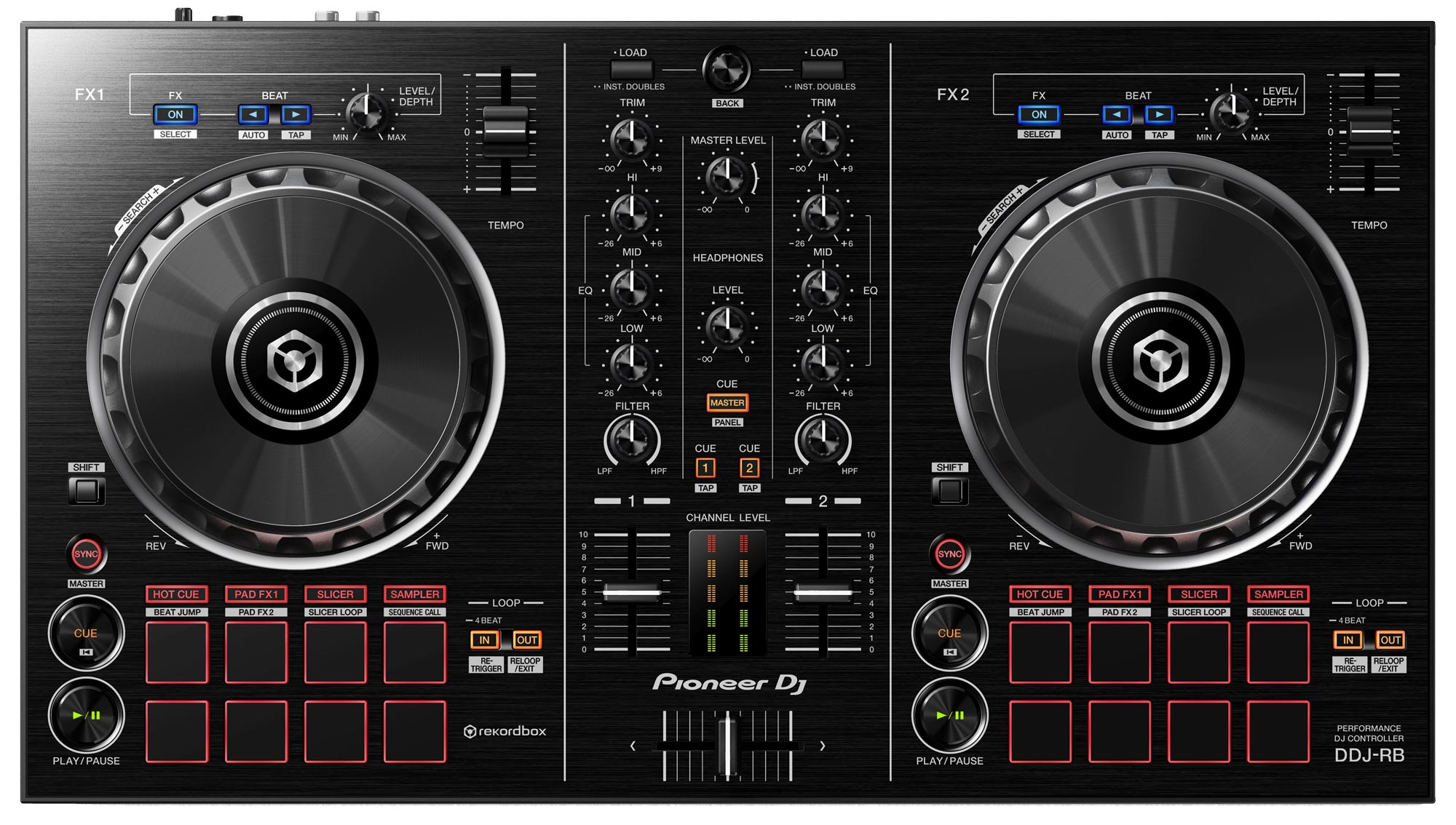 PIONEER DJ DDJ-RB Portable 2-Channel DJ Controller For Rekordbox DJ ...