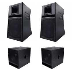 2 BASSBOSS SV9 MK3 2-Way Powered Loudspeaker Monitor with 2 BB15 MK3 Subwoofer  Premium Party Rocker Bundle