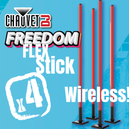 Chauvet Freedom Flex 4-Pack Stick True Wireless LED Light System perfect to complement DJ performance.    