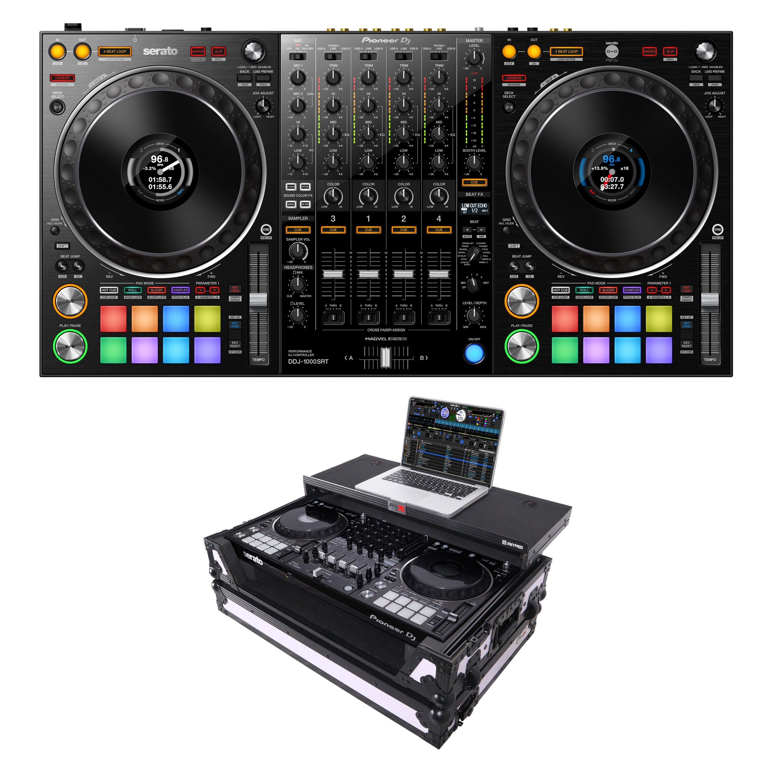 PIONEER DJ DDJ-1000SRT Serato Controller Bundle With White Road Case ...