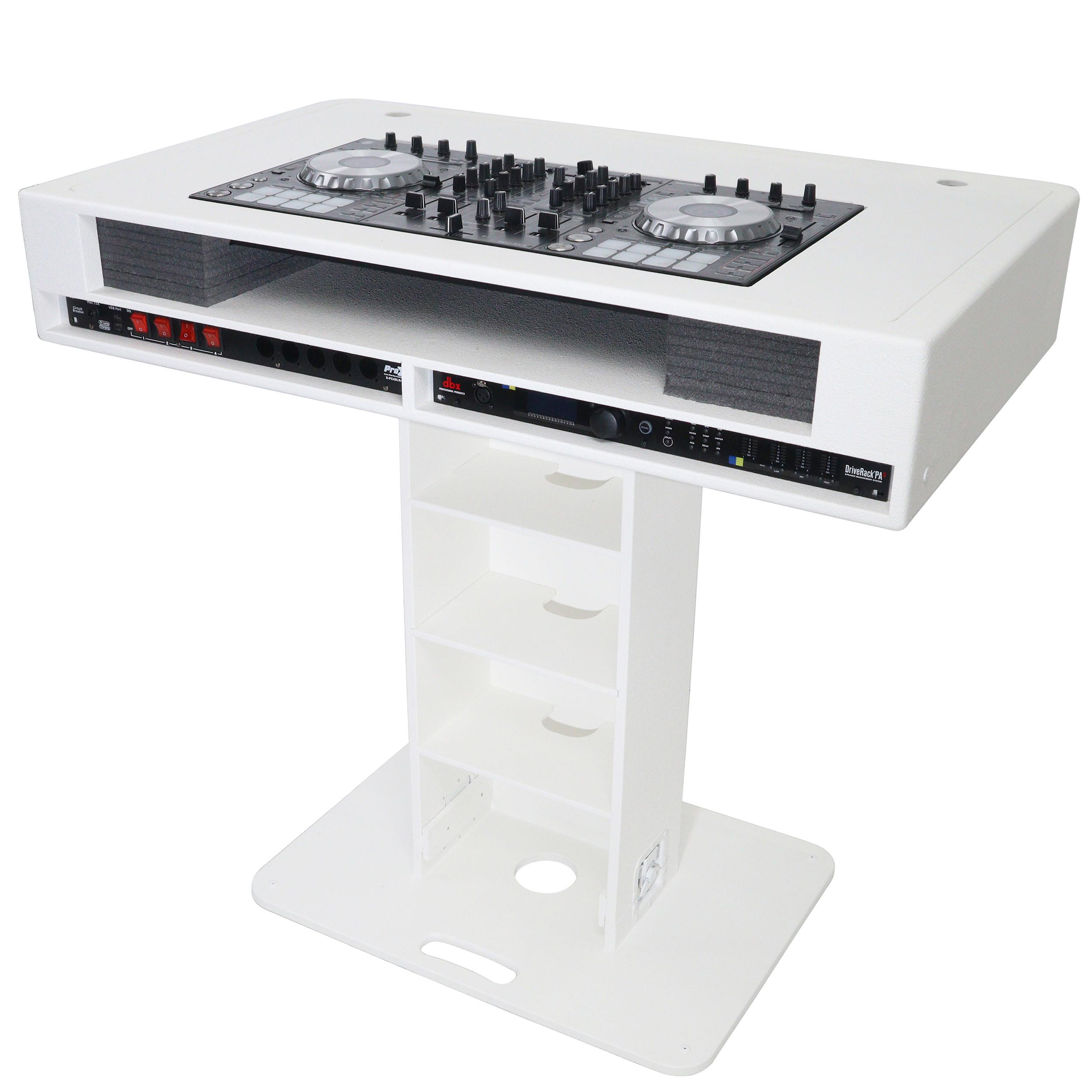 ProX XZF-DJCTW2UCASE White DJ Podium Stand with Two 1U Rack Spaces 