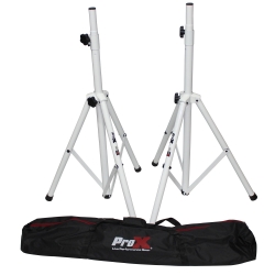 PROX T-SS28P Set of Two Heavy-Duty All Metal Speaker Tripod Stands with bag - WHITE