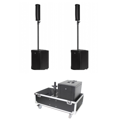 2 RCF EVOX J8 Two-Way Portable Vertical Array (Black) with PROX X-RCF-EVOX8J8X2W Case Bundle