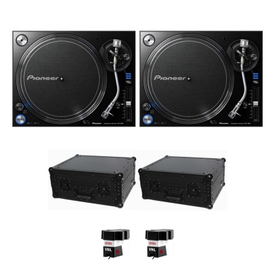 2 PIONEER DJ PLX-1000 Turntable with 2 PROX T-TTBL Cases and 2 FREE ORTOFON VNL Bundle