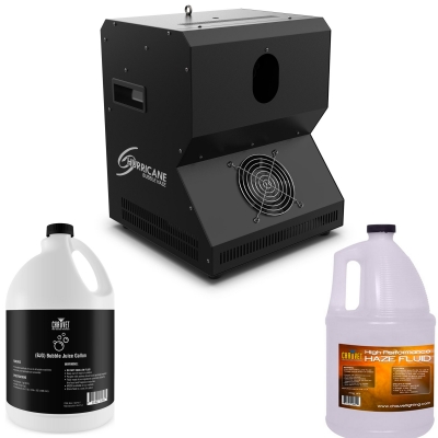 Chauvet DJ HURRICANE BUBBLE HAZE Bundle with Atmospheric Machine + HFG and BJG Fluids