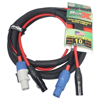 PROX XC-PWC14-XLR10 10 Ft. Grey/XLR-F Connector to Blue/XLR-M Link Cable for Power Connection